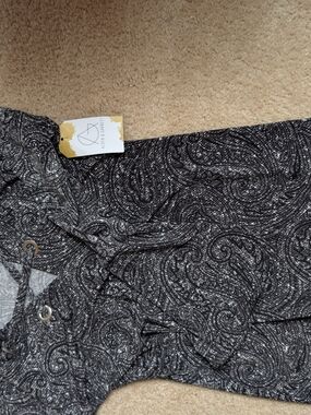 Black Paisley Long Sleeve Dress